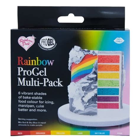 Rainbow Multipack Progel Concentrated Food Colouring Cake Decorating
