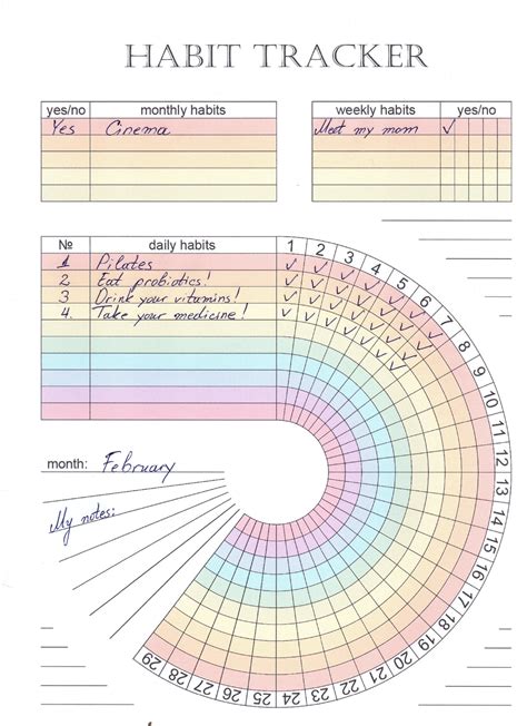 Printable Circle Habit Tracker With Rainbow Colours Daily Etsy