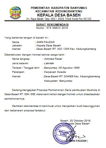 Contoh Surat Rekomendasi Izin Usaha Dari Desa Delinewstv