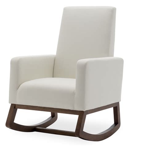 Belleze Modern Rocking Chair Upholstered Fabric Faux Leather High Back