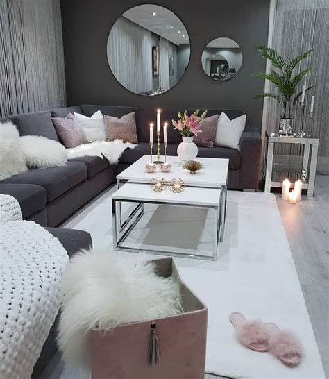 We Love This Dark Grey And Dusty Pink Cozy Living Room Decor