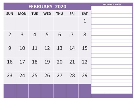 February 2020 Calendar With Us Australia Canada Holidays Sheet Free