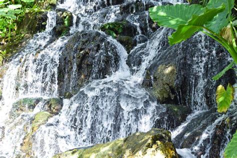 Waterfall In Tropical Green Jungle Forest Nature Reserve Park With