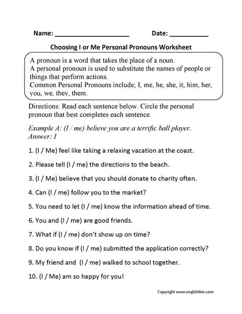 personal pronouns worksheets part  beginner pronoun