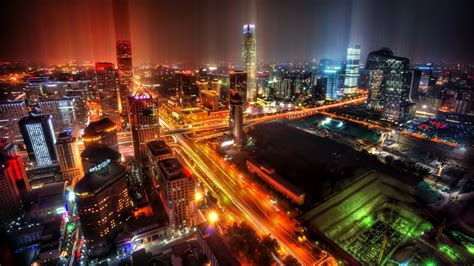 Download Wallpaper 1920x1080 Beijing China City Night Skyscrapers