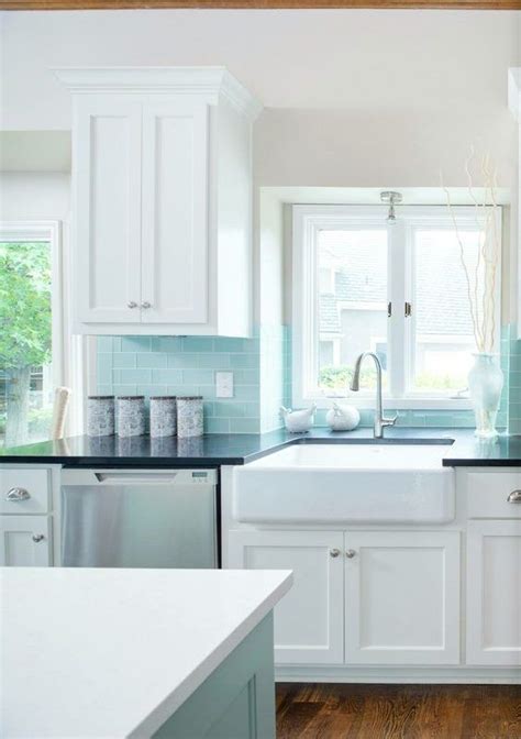 20 Most Inspiring Seaglass Kitchen Backsplash Ideas For A Chic Decor Tiffany Blue Kitchen