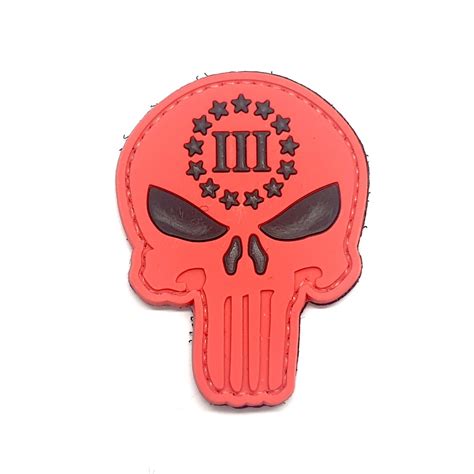 Punisher Skull 3 Percenter Red Pvc Patch 056 Airsoft Direct