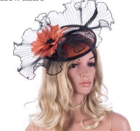 orange flower women sinamay fascinator hair clip saucer hat fascinator hat felt cocktail party