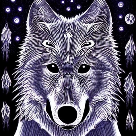 WOLF IN THE NIGHT Trippy Arthub Ai