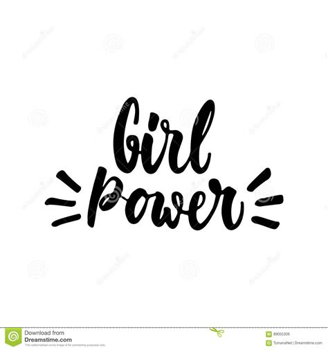 Girl Power Hand Drawn Lettering Phrase Isolated On The White