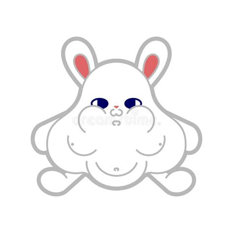 Fat Rabbit Cartoon Fleshy Hare Isolated Stock Illustration