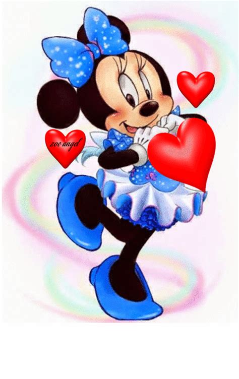 A Cartoon Mickey Mouse With Hearts In His Hand And The Words I Love You