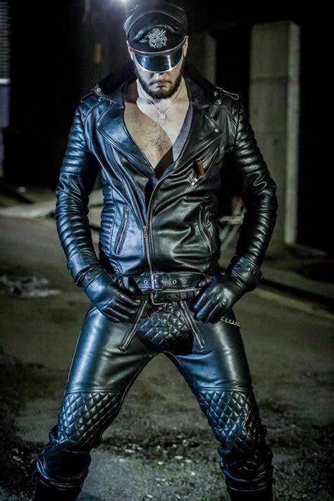 Police Men S Leather Gay Punk Kink Bluf Diamond Style Jacket And