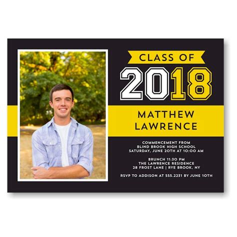 Grad Stacked Flag Yellow Graduation Announcement Graduation Cards