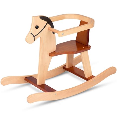 Baby Wooden Rocking Horse Rider Chair With Security Bar Ziishop