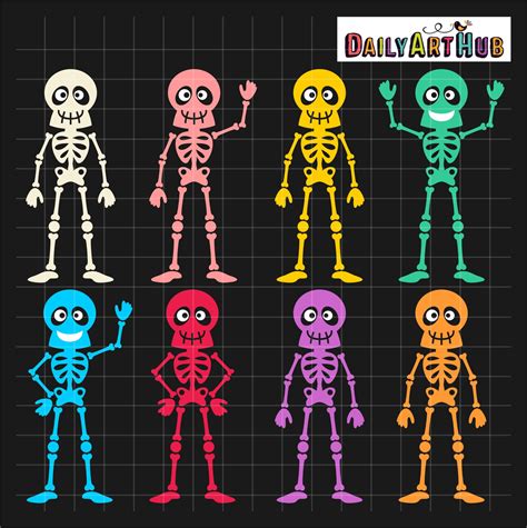 halloween funny skeletons clip art set daily art hub graphics alphabets and svg