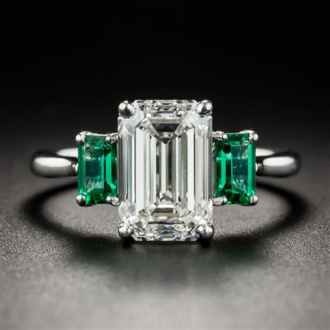 301 Emerald Cut Diamond And Emerald Ring Gia H Vs2 Antique