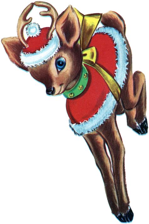 Retro Christmas Reindeer Image The Graphics Fairy