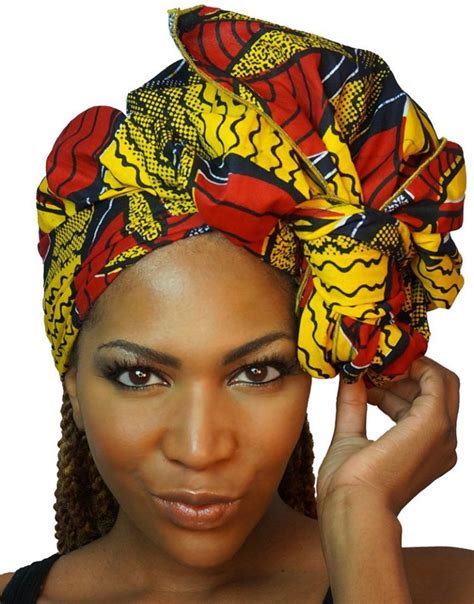 The Urban Turbanista Head Wrap Extra Long African Wax Print Headwrap Scarf Tie African Wax