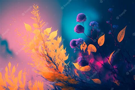 Premium Photo Magic Art Wallpaper Colorful Flower On Neon Nature