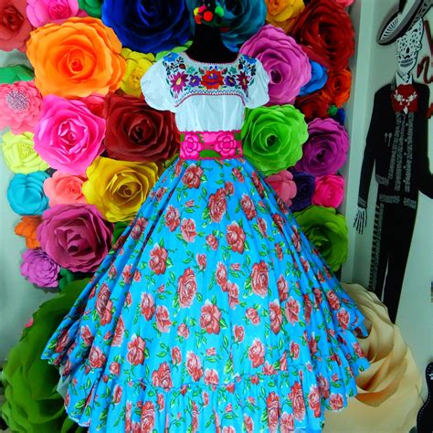 mexican womans dress skirt only day of the dead mexican fiesta etsy boho hippie dress