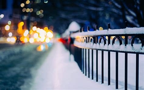 Wallpaper Lights Depth Of Field Street Night Urban Snow Winter