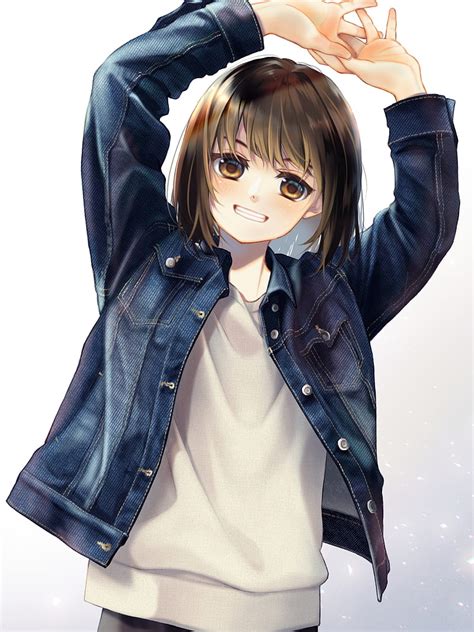 Girl Smile Jacket Anime Hd Phone Wallpaper Peakpx