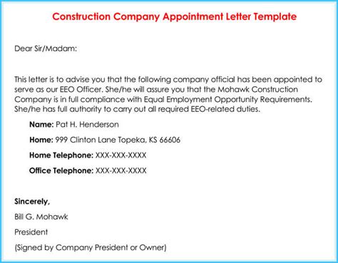 company appointment letters  samples examples formats