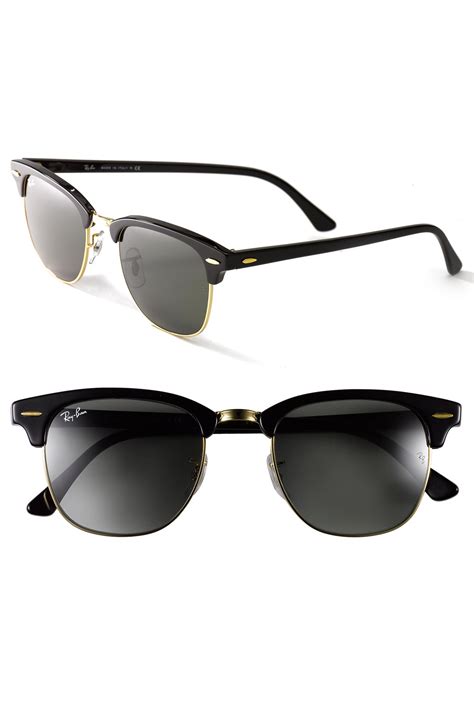 ray ban clubmaster 49mm sunglasses in black start of color list black gold lyst