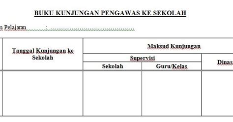 Contoh Format Buku Kunjungan Pengawas Ke Sekolah Sd Smp Sma