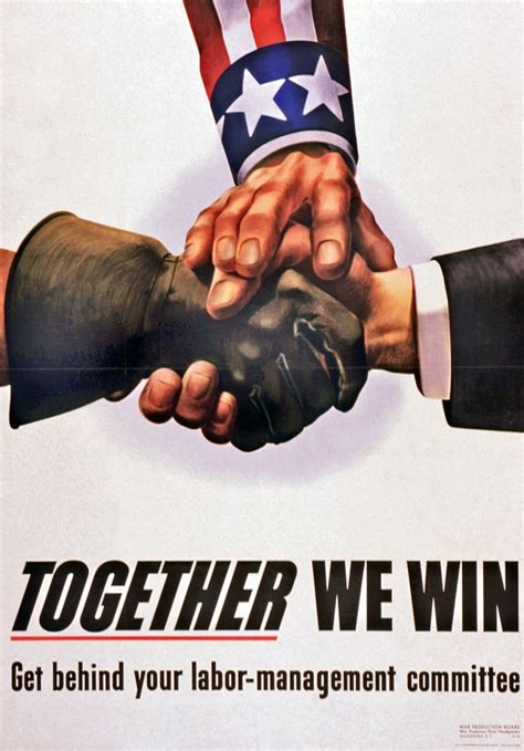 Together We Win Ww2 America Propaganda Poster Vintage Retro Posters