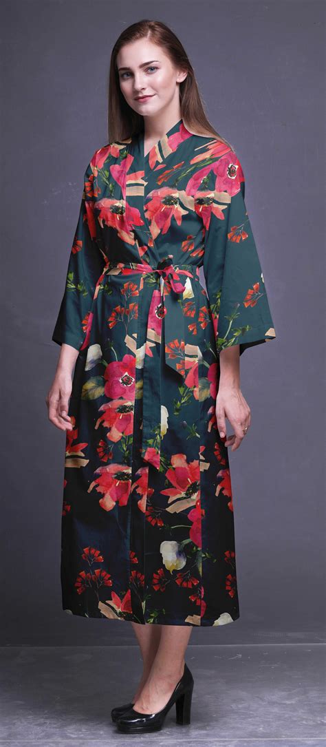 Bimba Long Print Kimono Robes For Women Bridesmaid Robes Cotton