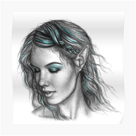 Wild Elf Portrait In Teal Poster For Sale By Brinaart Redbubble