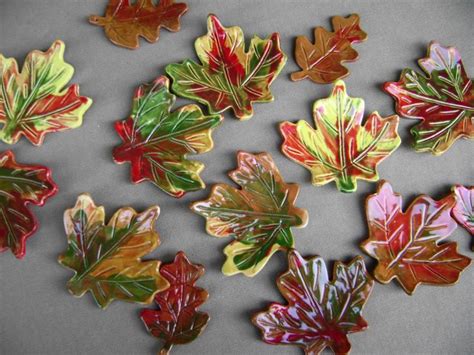 3 Fall Ceramic Leaves Pottery Fall Colors Maple Leaf Etsy Pottery