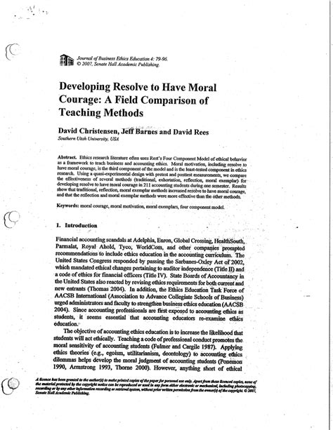 Pdf Developing Resolve To Have Moral Courage A Field Comparison Of