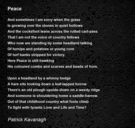 Peace Poem By Patrick Kavanagh Poem Hunter