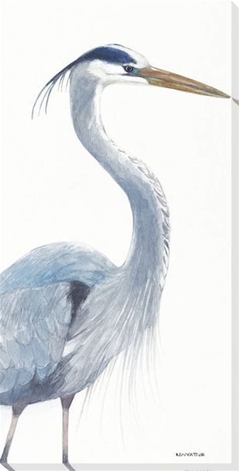 Blue Heron Bird Pose I Wrapped Canvas Giclee Print Wall Art Wall