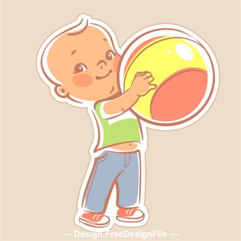 Toddler Holding Ball Vector Free Download