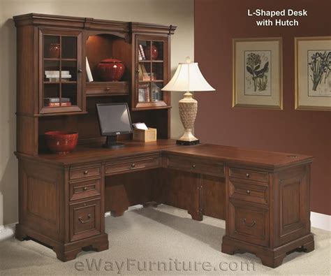 Zurifurniture.com has been visited by 10k+ users in the past month Warm Cherry L-Shaped Desk with Hutch