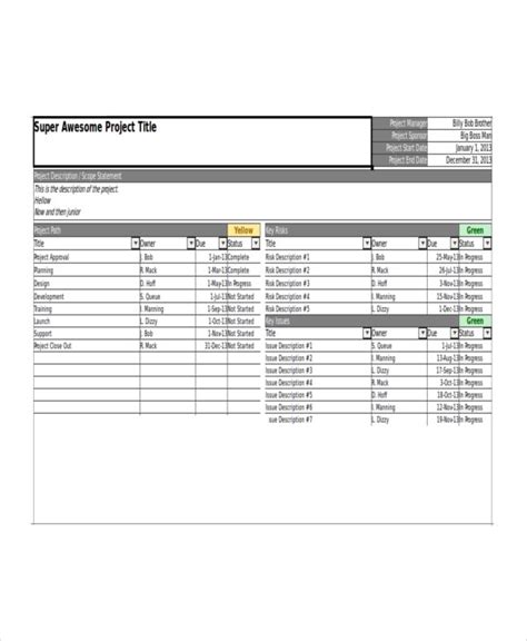 Business Project Report Format Excel Excel Templates