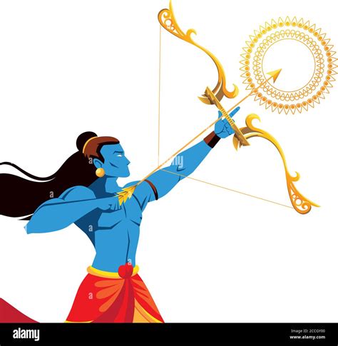 Lord Ram Cartoon With Bow And Arrow With Mandala Design Happy Dussehra