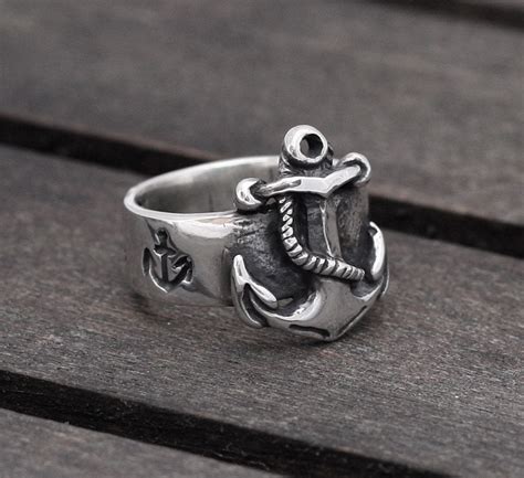 Nautical Anchor Ring In Sterling Silver First Mate Men And Etsy