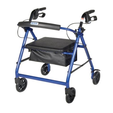 Aluminum Rollator With Fold Up And Removable Back Support Padded Seat