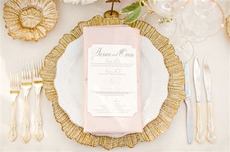 Gold Charger Plate And Flatware At Reception Mod Wedding Wedding Menu