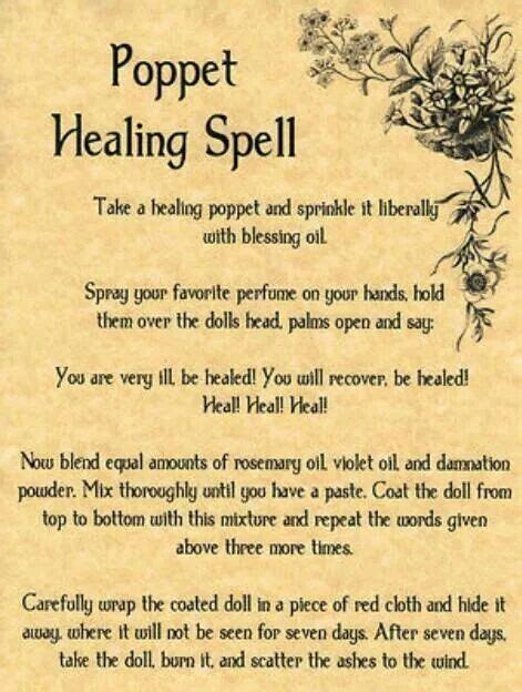 Poppet Healing Spell Healing Spells Spells Witchcraft Book Of Shadows