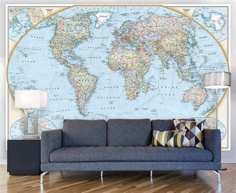 National Geographic World Map Wall Mural 125th Anniversary Etsy