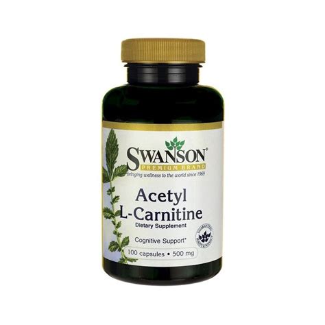 Swanson Premium Acetyl L Carnitine 500 Mg 100 Capsules Organic Supplements Sports Nutrition