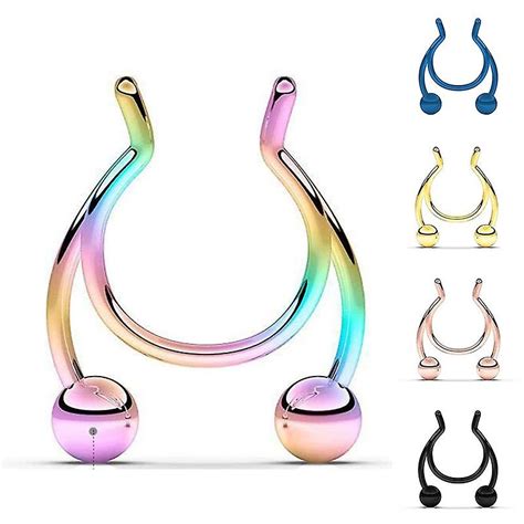 1piece Fake Septum Nose Hoop Rings Stainless Steel Faux Lip Ear Nose Septum Ring Non Piercing