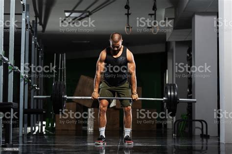 Muscular Athlete Lifting Very Heavy Barbell Stock Photo Download