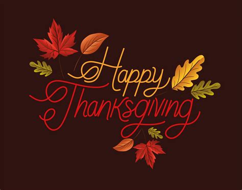 Happy Thanksgiving Lettering With Leaves Vector Design 2092151 Vector